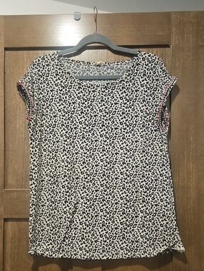 Leopard Print Short Sleeve Top Size S